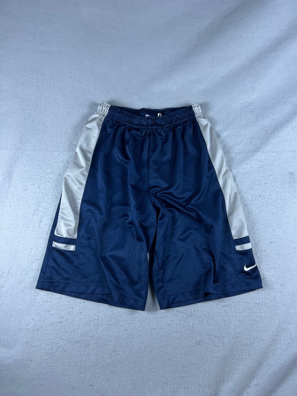 Nike Basketball Shorts Youth L Blue White Drawstring Relaxed Jersey Sports